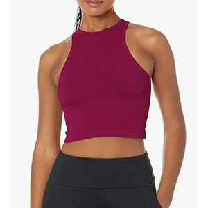 CALVIN KLEIN PERFORMANCE Womens Crop Top XL Chianti Red Ribbed Sleeveless NWT